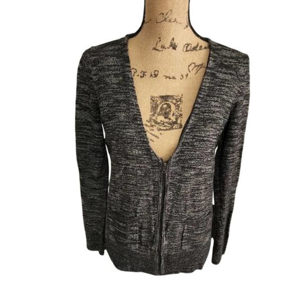 LOFT grey‎ heathered zippered cardigan sweater jacket Size medium